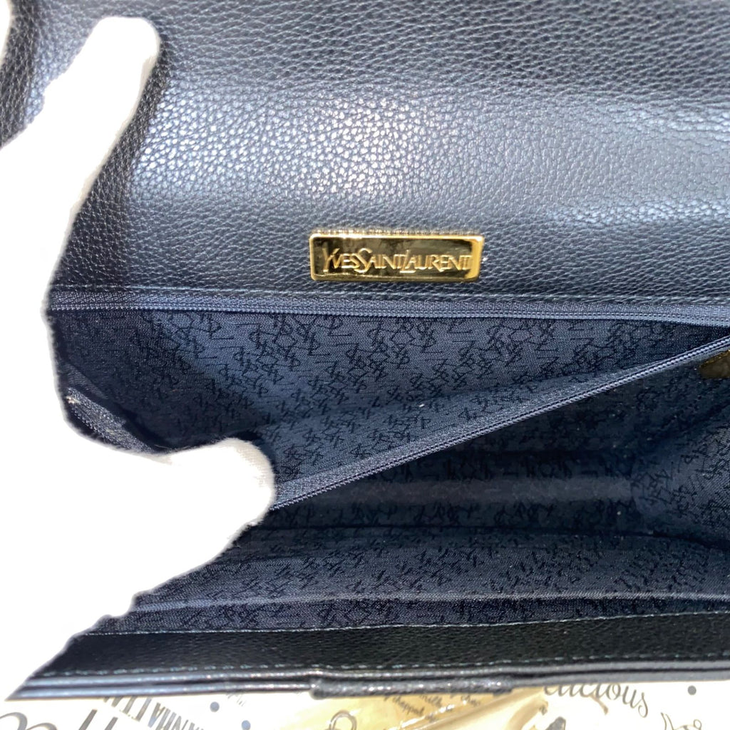 Saint Laurent Clutch Second Handbag Leather Black Pouch — view 9