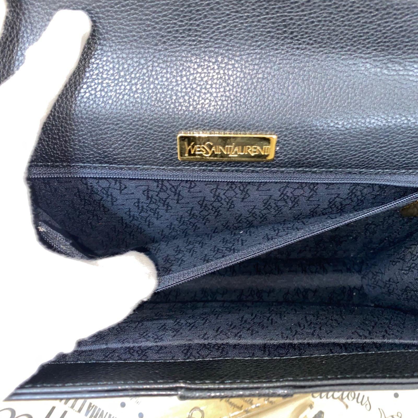 Saint Laurent Clutch Second Handbag Leather Black Pouch — view 9