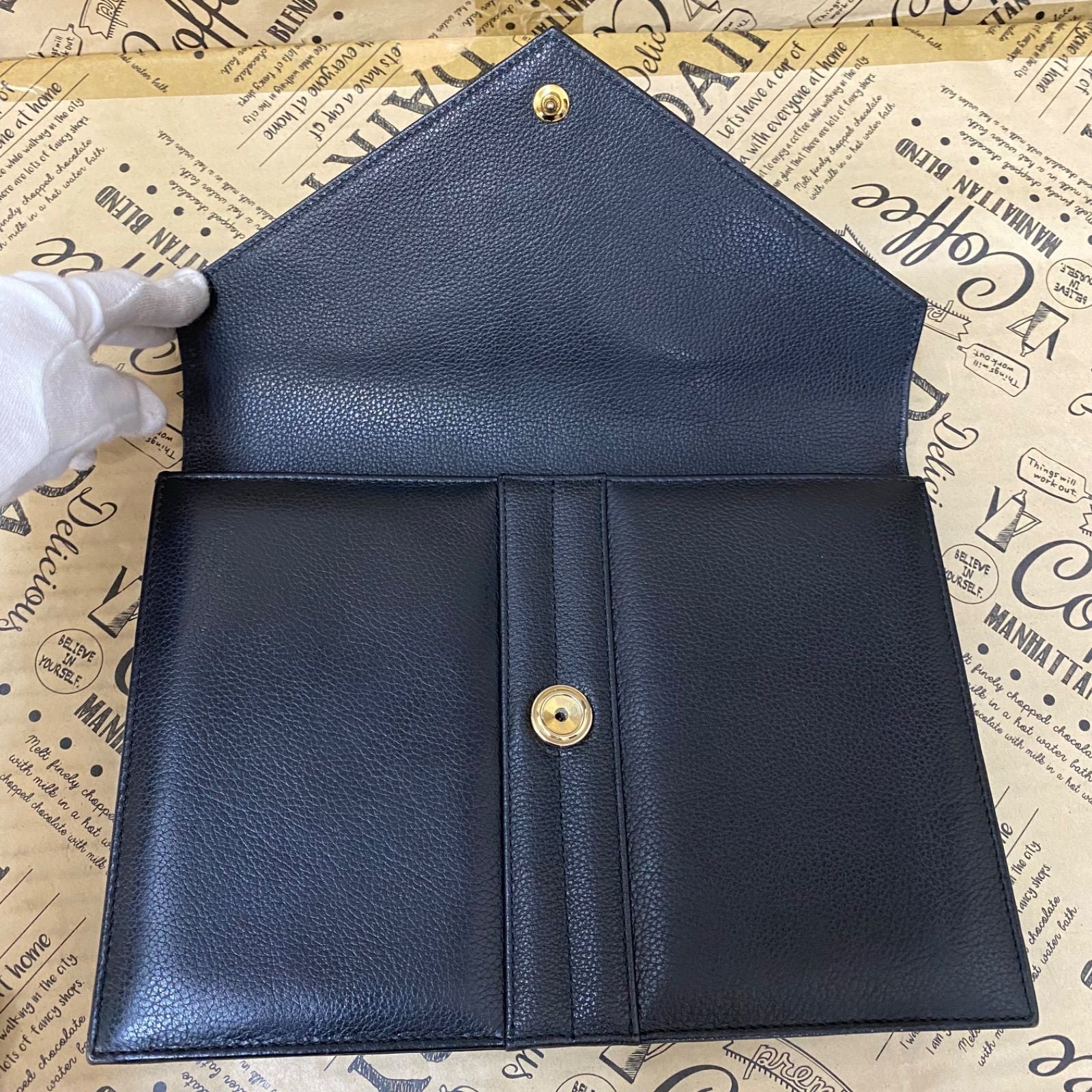 Saint Laurent Clutch Second Handbag Leather Black Pouch — view 7