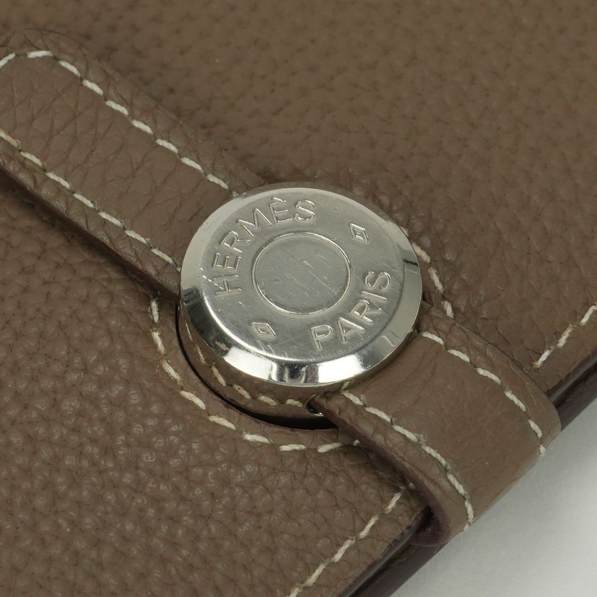 Hermes Dogon GM Duo Wallet Taurillon Clemence Etoupe Gray Silver — view 8