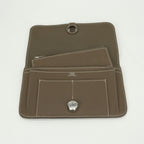 Hermes Dogon GM Duo Wallet Taurillon Clemence Etoupe Gray Silver — view 5
