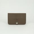 Hermes Dogon GM Duo Wallet Taurillon Clemence Etoupe Gray Silver