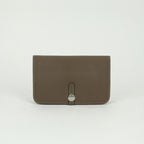 Hermes Dogon GM Duo Wallet Taurillon Clemence Etoupe Gray Silver