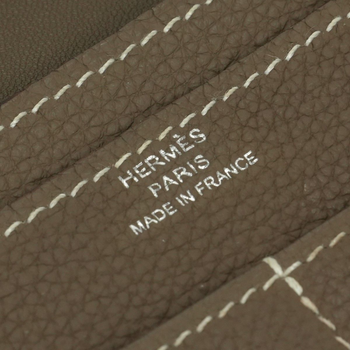 Hermes Dogon GM Duo Wallet Taurillon Clemence Etoupe Gray Silver — view 9