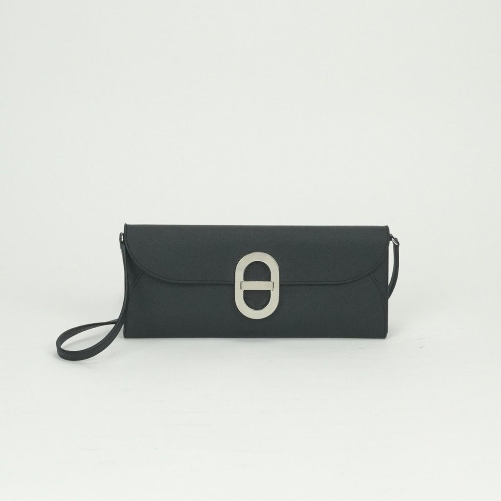 Hermes Chaine D'ancre Tougo Wallet Epsom Noir Black Silver Veau