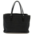 Fendi Zucchino Handbag Canvas Leather Black