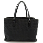 Fendi Zucchino Handbag Canvas Leather Black