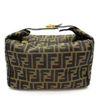 Fendi Zucca Vanity Handbag Canvas Leather Brown
