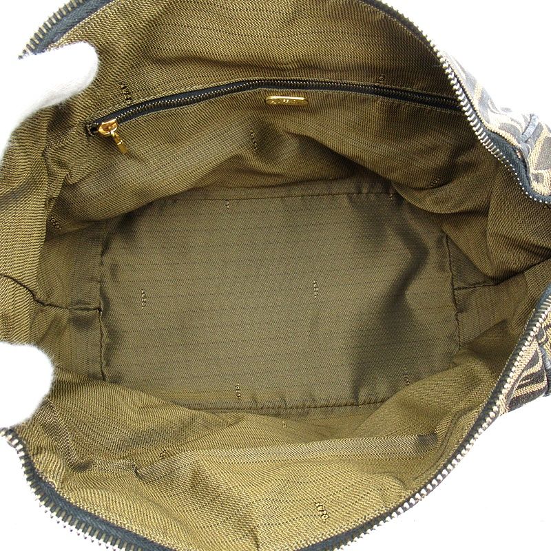 Fendi Zucca Vanity Handbag Canvas Leather Brown — view 7