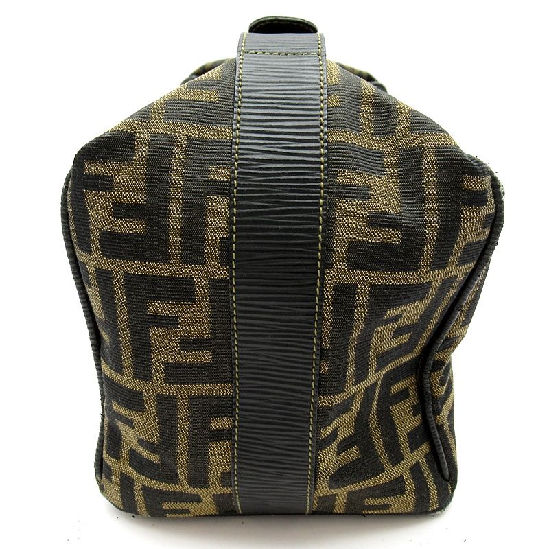 Fendi Zucca Vanity Handbag Canvas Leather Brown — view 3