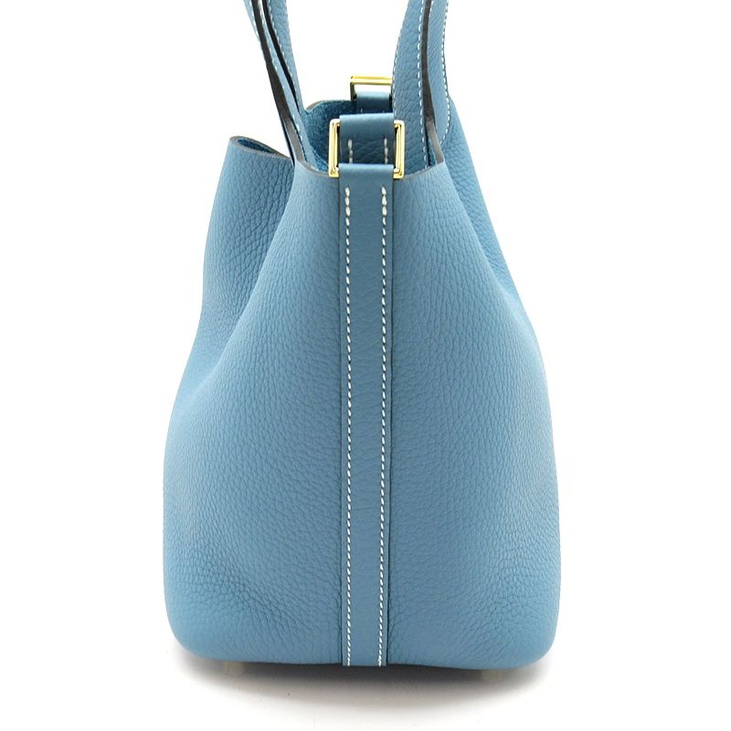 Hermes Picotin Lock PM Taurillon Clemence Handbag New Blue Jean — view 3