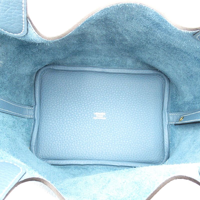 Hermes Picotin Lock PM Taurillon Clemence Handbag New Blue Jean — view 7