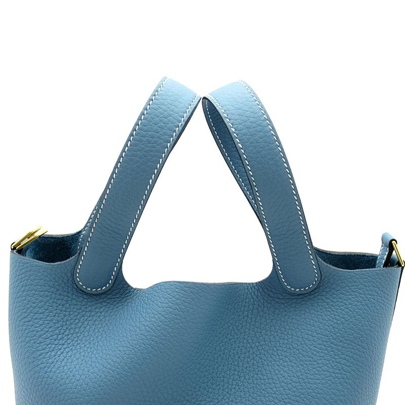 Hermes Picotin Lock PM Taurillon Clemence Handbag New Blue Jean — view 2