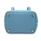 Hermes Picotin Lock PM Taurillon Clemence Handbag New Blue Jean — view 6