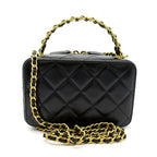 Chanel Quilted Vanity Mini Chain Shoulder Lambskin Bag Black — view 4