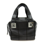 Chanel Choco Bar Line Mini Boston Bag Soft Caviar Leather Black