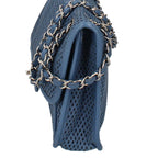Chanel French Riviera Chain Shoulder Bag Perforated Leather Blue — view 2