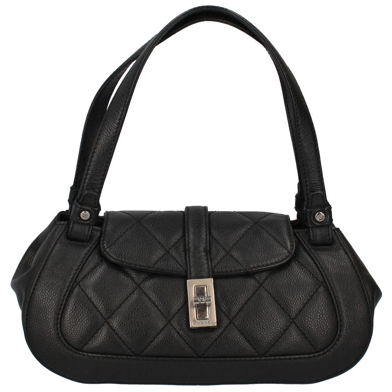 Chanel 2.55 Quilted Handbag Caviar Leather Black