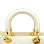 Dior Lady Dior Large Lambskin Shoulder Bag Ivory — view 2