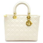 Dior Lady Dior Large Lambskin Shoulder Bag Ivory