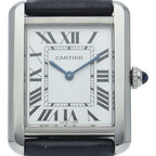 Cartier Tank Solo SM Watch SS Leather White Polished