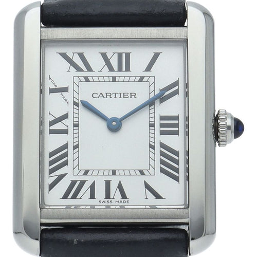 Cartier Tank Solo SM Watch SS Leather White Polished