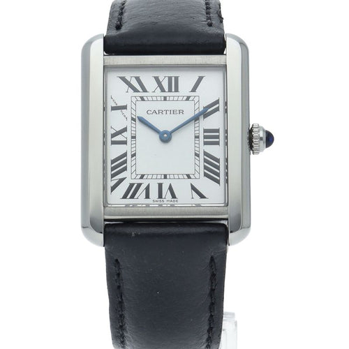 Cartier Tank Solo SM Watch SS Leather White Polished — view 2
