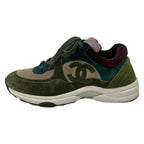 Chanel Sneakers 37.5 Khaki Bordeaux Multi