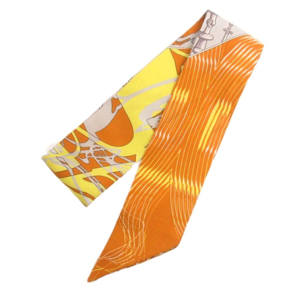 Hermes Mors Et Bouteilles Scarf Silk Yellow