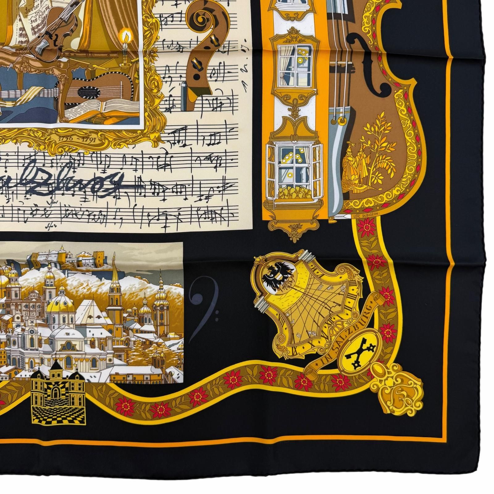 Hermes Carre 90 in Salzburg Silk 100% Scarf Black — view 5