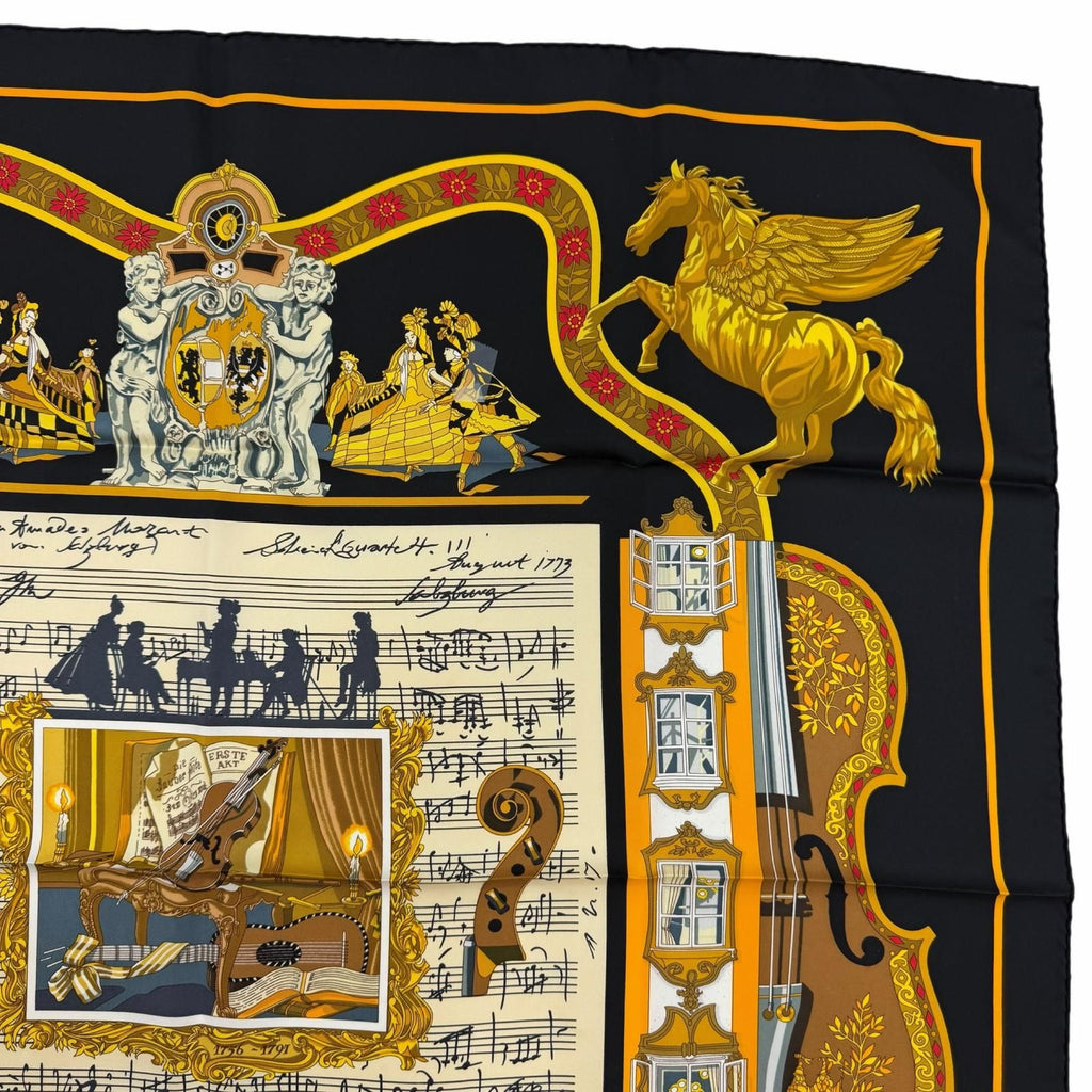 Hermes Carre 90 in Salzburg Silk 100% Scarf Black — view 4