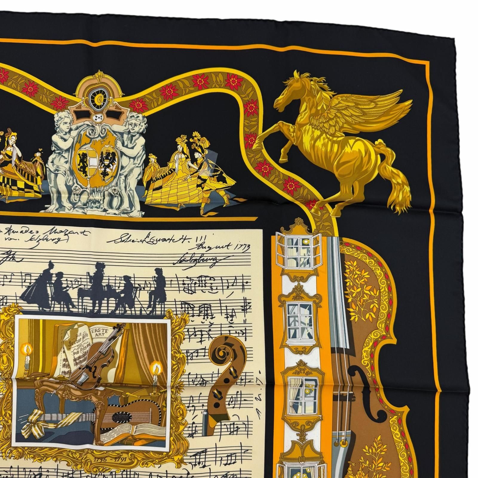 Hermes Carre 90 in Salzburg Silk 100% Scarf Black — view 4