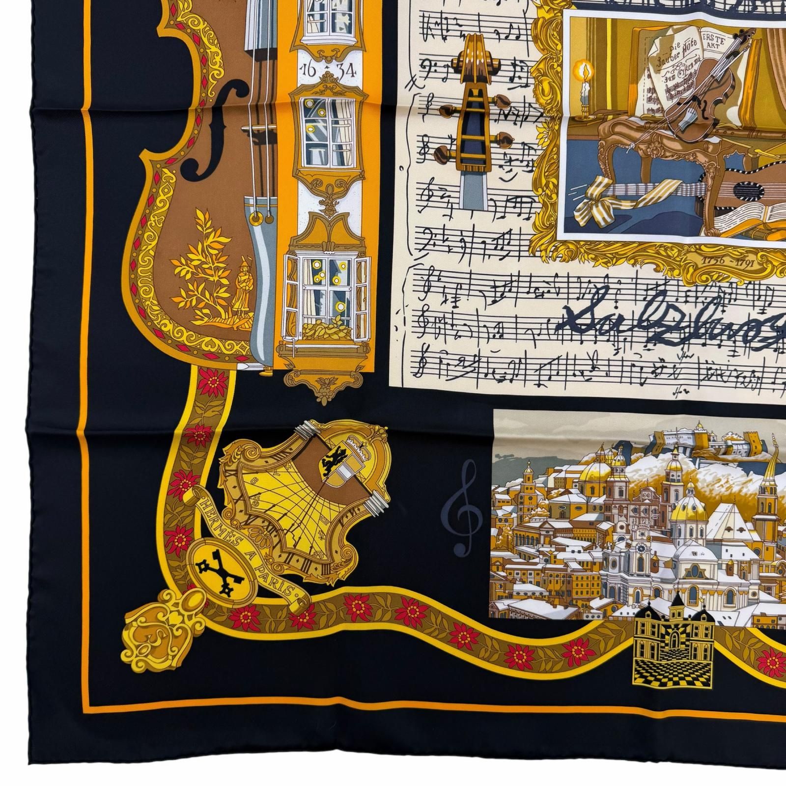 Hermes Carre 90 in Salzburg Silk 100% Scarf Black — view 6