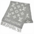 Louis Vuitton Scarf Monogram Shadow Wool Cashmere Large Shawl Gray