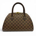 Louis Vuitton Riviera Damier Canvas Leather Handbag Brown Gold