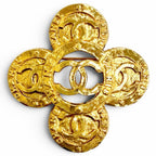 Chanel Vintage 28 CC Logo Flower Motif Brooch Gold Recommended