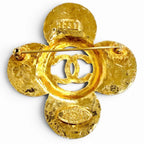 Chanel Vintage 28 CC Logo Flower Motif Brooch Gold Recommended — view 3