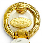 Chanel Vintage CC Logo Faux Pearl Swing Earrings Gold — view 5
