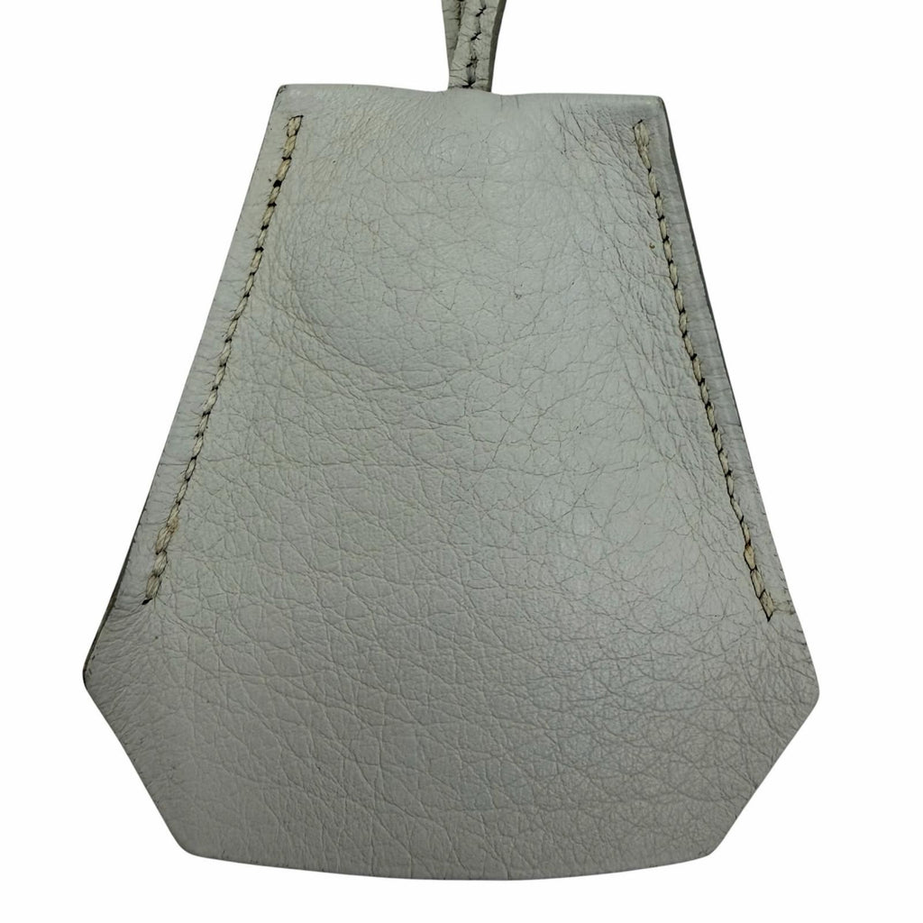 Hermes Vintage Clochette Charm Leather Silver Necklace Light Blue