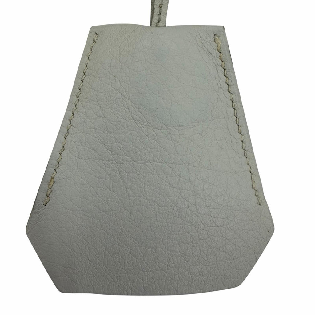 Hermes Vintage Clochette Charm Leather Silver Necklace Light Blue — view 5