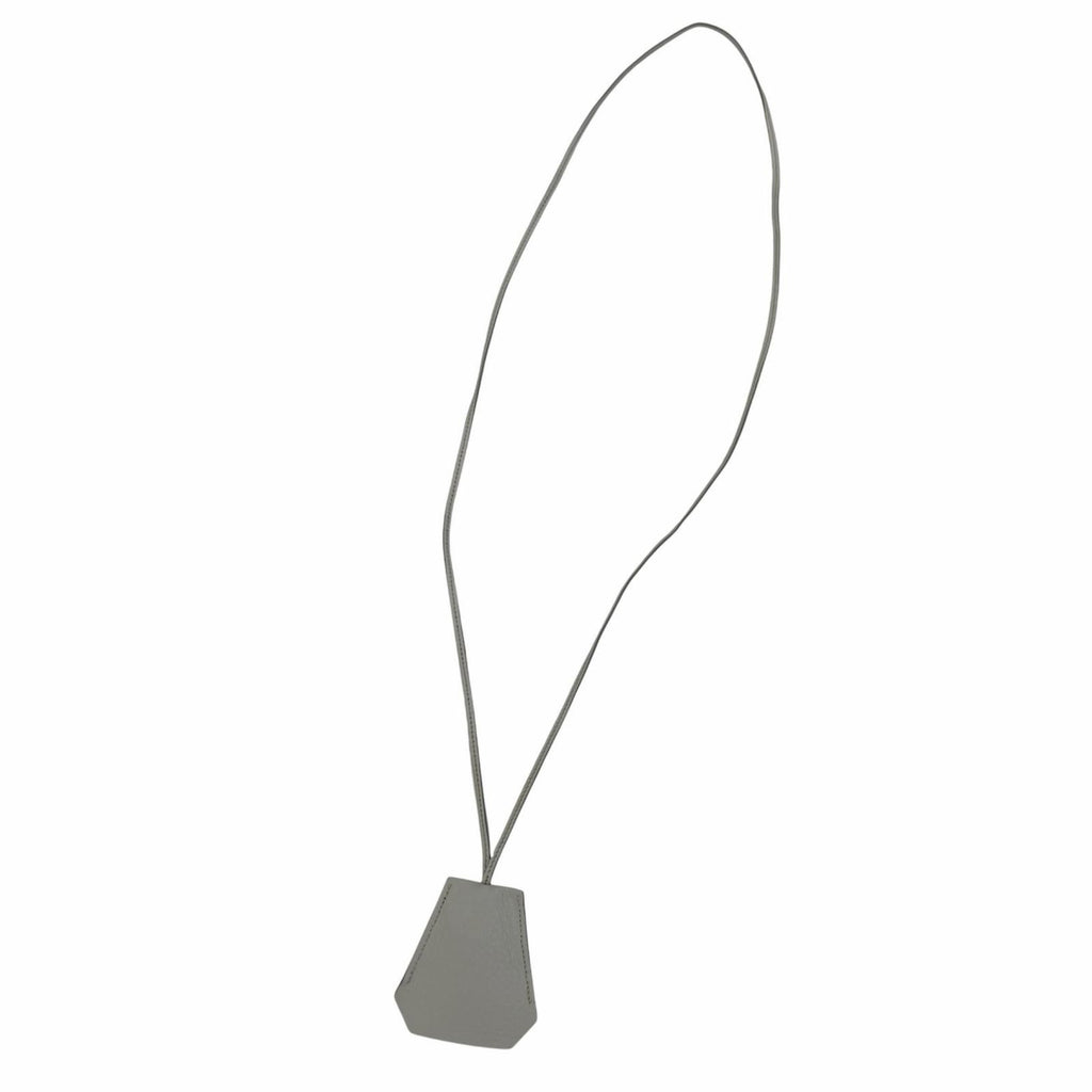 Hermes Vintage Clochette Charm Leather Silver Necklace Light Blue — view 3