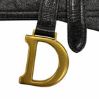 Dior Vintage Logo Saddle Leather Belt Black Gold — view 7
