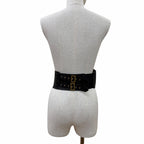 Dior Vintage Logo Saddle Leather Belt Black Gold — view 3
