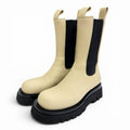 Bottega Veneta the Rug Side Gore Chelsea Boots Leather Middle Beige Black