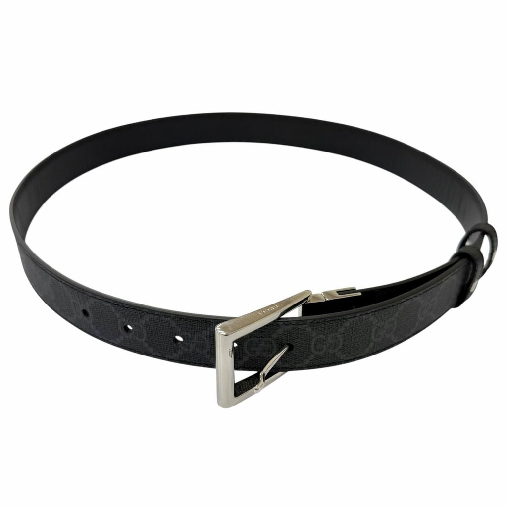 Gucci Leather GG Supreme Canvas Square Buckle Reversible Belt Black 90 36 — view 3