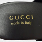 Gucci Leather Horsebit Gold Flat Shoes Sandals Black 9 — view 7