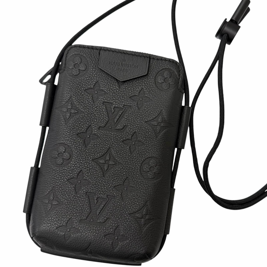 Louis Vuitton Monogram Shadow Lace Up Leather Pouch Black