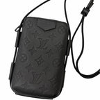 Louis Vuitton Monogram Shadow Lace Up Leather Pouch Black