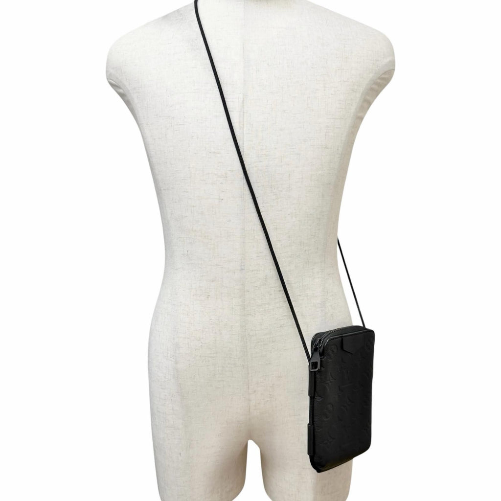 Louis Vuitton Monogram Shadow Lace Up Leather Pouch Black — view 2