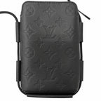 Louis Vuitton Monogram Shadow Lace Up Leather Pouch Black — view 4